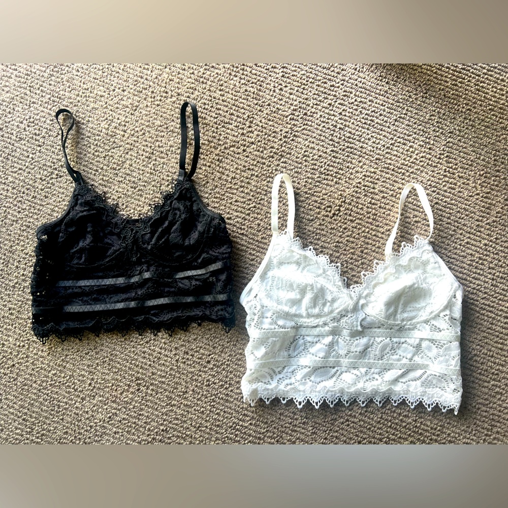 Bralette in black and white for sale - both size M